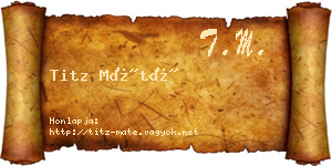 Titz Máté névjegykártya
